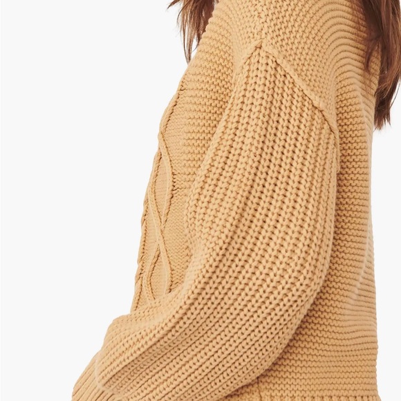 Womens Free People Dream Cable Crewneck Sweater sz S camel / tan - Picture 3 of 9